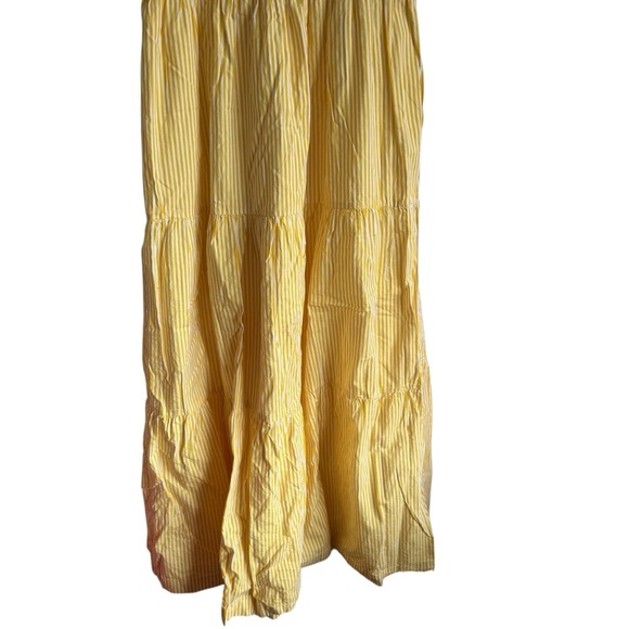 English Factory Sunny Yellow Striped Spaghetti
Straps Tiered Maxi Dress Size M - Picture 4 of 14